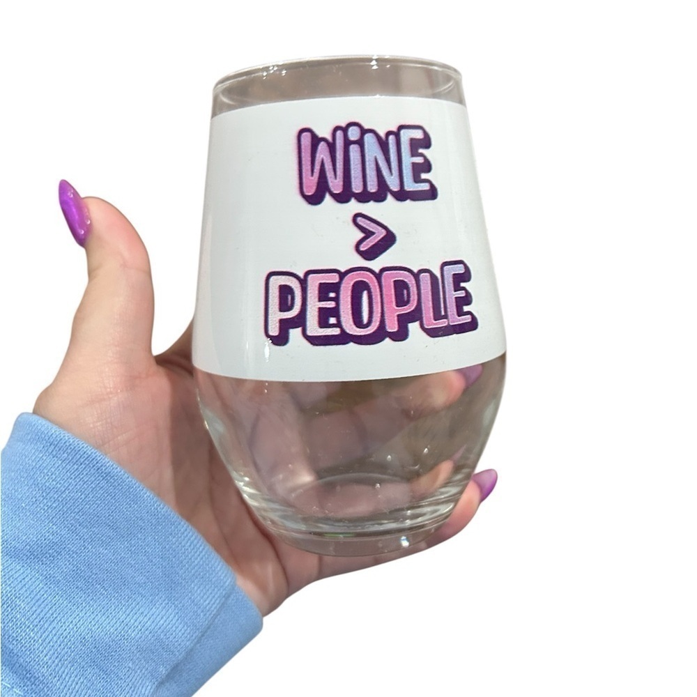 Wine Glass with Fun Quote - White and Purple